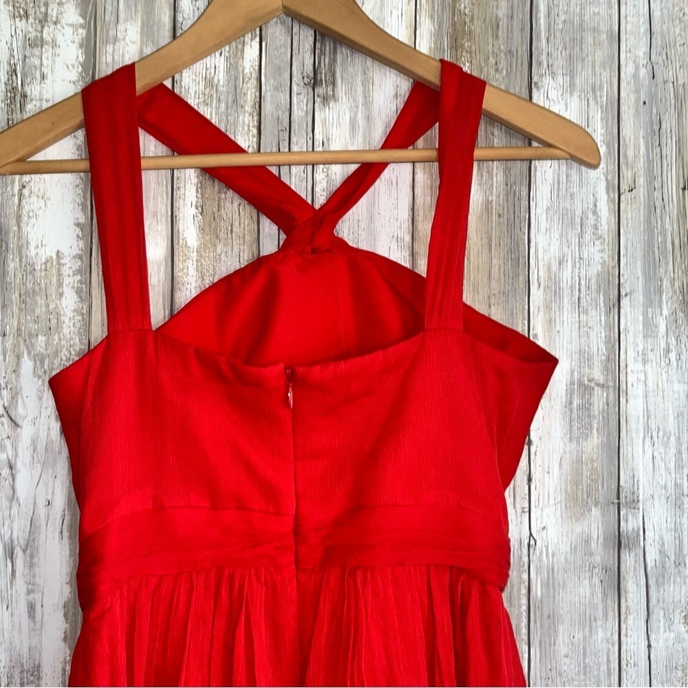 J.Crew Sinclair Silk Halter 0P Vivid Poppy Red Wedding Guest Cocktail Dress - Picture 5 of 9